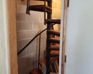 One story spiral staircase with wood treads