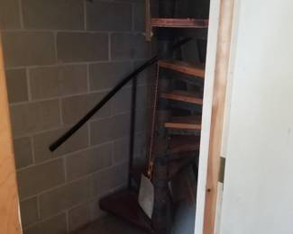 One story spiral staircase with wood treads