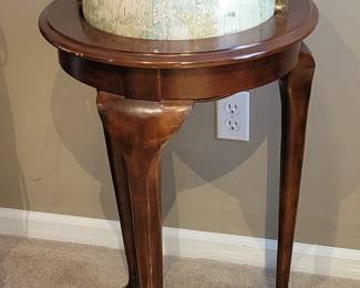 SPINNING GLOBE WITH QUEEN ANNE THREE LEG STAND $50