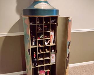 CYLINDER "LIQUOR BOTTLE" LIQUOR CABINET $200-LIQUOR NOT FOR SALE