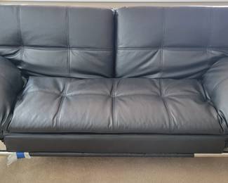 Living Essentials Dilleston Convertible Black Sofa with Chrome legs.....$150......new at $365 currently listed at NFM