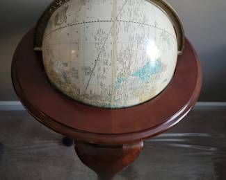 SPINNING GLOBE WITH QUEEN ANNE THREE LEG STAND $50