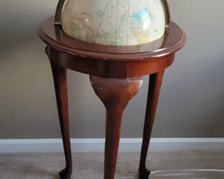 SPINNING GLOBE WITH QUEEN ANNE THREE LEG STAND $50