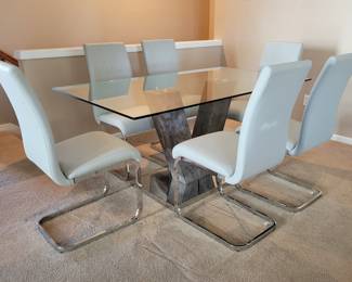 Contemporary "Other Veneto" 7-Piece Dining Set in White and Cement NEW PRICE@NFM CURRENTLY LISTED AT  $1,204.99 ......OUR PRICE $500 https://www.nfm.com/penny-lane-veneto-7-piece-dining-set-in-white-and-cement/48941504.html