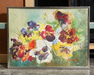 "Pansies" by Renate Radcliffe-Kernoll Oil on Canvas Painting