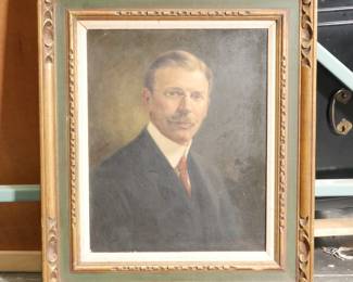 Antique Original Oil on Board Portrait Painting by Douglas Y. Blakiston