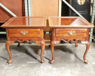 Pair of Wood Queen Anne Style Side Tables