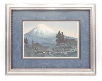 "Mt. Fuji from Mizukubo" by Hiroaki Shotei Framed Woodblock Art Print