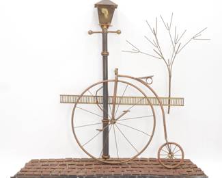 Copper & Brass High Wheeler on Road Sculpture
