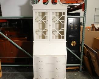 Vintage Curio Cabinet and Secretary Desk with Three Drawers