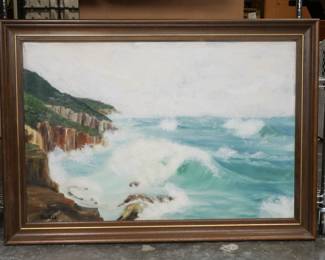 Original Oil on Canvas Seascape Painting Signed Natalia
