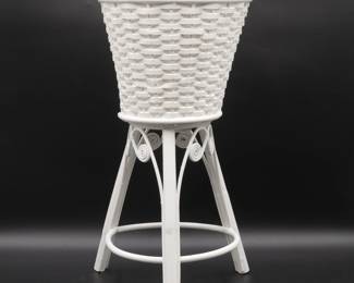 White Whicker Plant Stand