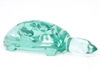 Aqua Blue Glass Turtle Sculpture