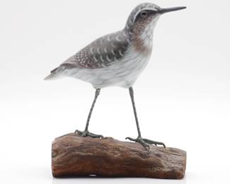 Carved Wood Sandpiper Sculpture