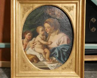 Antique Oil Painting of The Madonna & Child