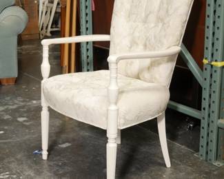Fancy White Painted Wooden Chair with Floral Embroidered Upholstery
