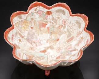 Hand Painted Porcelain Footed Lotus Bowl