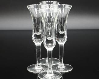 Set Of 4 Flared Rim Glass Cordial Glasses