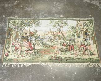 1980's Hand Knotted Wool French Wall Tapestry