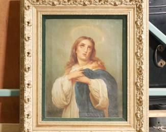 Framed Oil on Board Mary Magdalene Painting