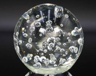 Clear Glass Controlled Bubble Paperweight