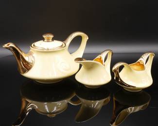 Pearl China Yellow Ceramic w/22K Gold Accents Tea Set