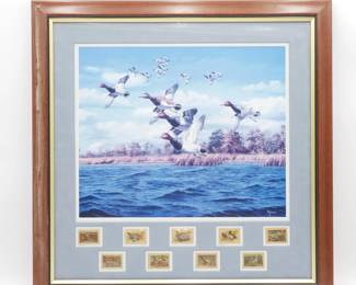 "Midday Flight" by David Maass Framed Stamps & Print