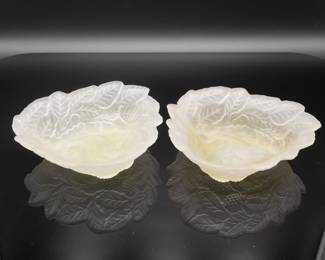 Pair of Frosted Glass Blackberry Dish Bowls