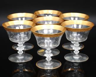 Minton Clear by Tiffin-Franciscan Gilded Sundae Glasses (Set of 7)