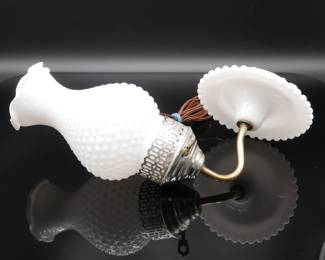 Vintage Hobnail Milk Glass Wall Sconce Lamp