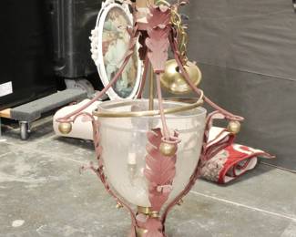 Wrought Iron & Glass Pendant Light