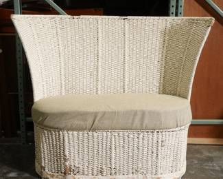 Vintage Modern-Style Rattan High Back Loveseat