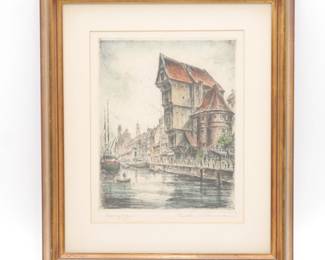 Danzig, Poland by Friedrich Gortitz Signed Intaglio Print