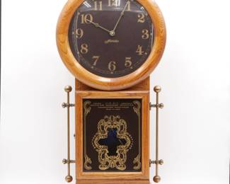 Vintage 1970's Hoursakes Solid Wood Pendulum Wall Clock