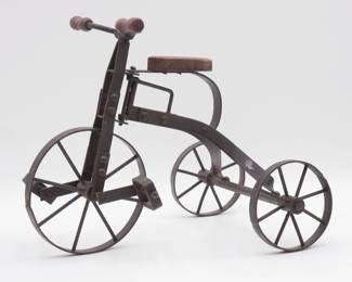 Rustic Metal & Wood Miniature Tricycle Decor