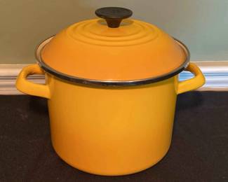 01 Le Creuset 22cm Warm Yellow Orange Ombre Enamel Stock Pot