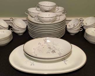 Vintage Baronet China Silver Arbor Pattern Bavarian Plate Mug Bowl Dining Pieces