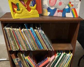 Vintage Childrens Books With Bookshelf