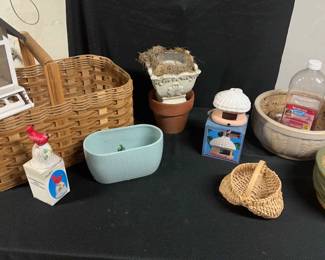 Planter Pots Bird Feeders With Large Vintage Basket