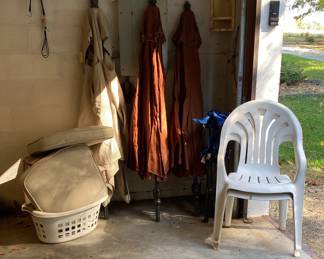 Patio Umbrellas, Cushions And Chairs