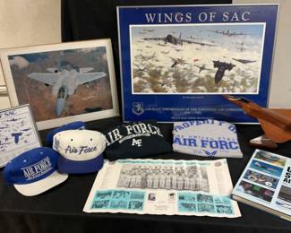 Air Force Collection Of Posters, Tee Shirts, And Hats