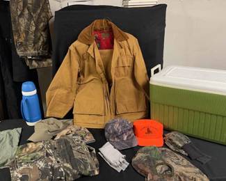 Hunting Clothes With Vintage Cooler