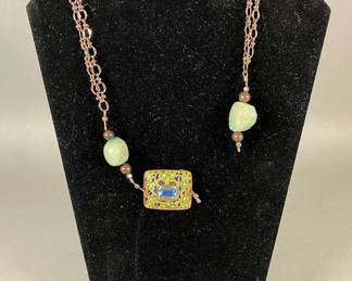 Gold Electroplate And Sterling Silver Pendant With Necklace Chain
