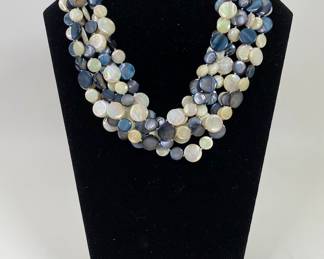Smithsonian Museum Black, Ivory And Grey Mother Of Pearl Multi-strand Collar Necklace
