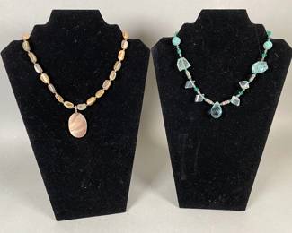 Two Fashion Necklaces: Clear Blue Collar And Shell Beaded Pendant
