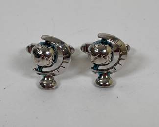 Raviratan Sterling Silver Globe Cuff Links
