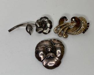 Collection Of Sterling Silver Brooches (3)
