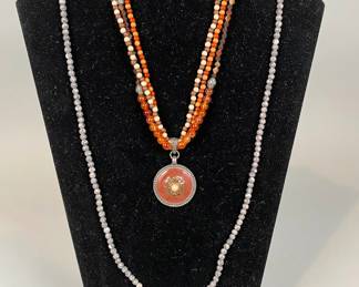 Beaded Necklaces, One With Medallion Pendant
