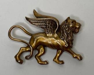 Historic Newport Reproductions Winged Lion Of Venice Brooch
