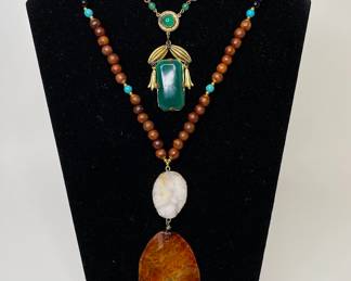 Two Vintage Fashion Necklaces With Semiprecious Stones
